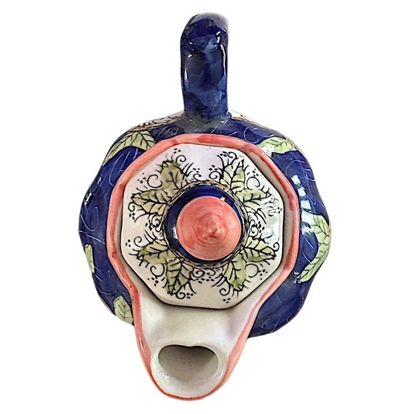 Vintage Hand-Painted Ceramic Pitcher Jug 9.75” Lidded Fruit Design - Picture 7 of 12